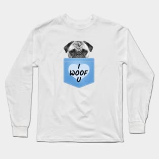 Dog Lover Design, I Woof u , Lovely Dog Teeshirt Long Sleeve T-Shirt